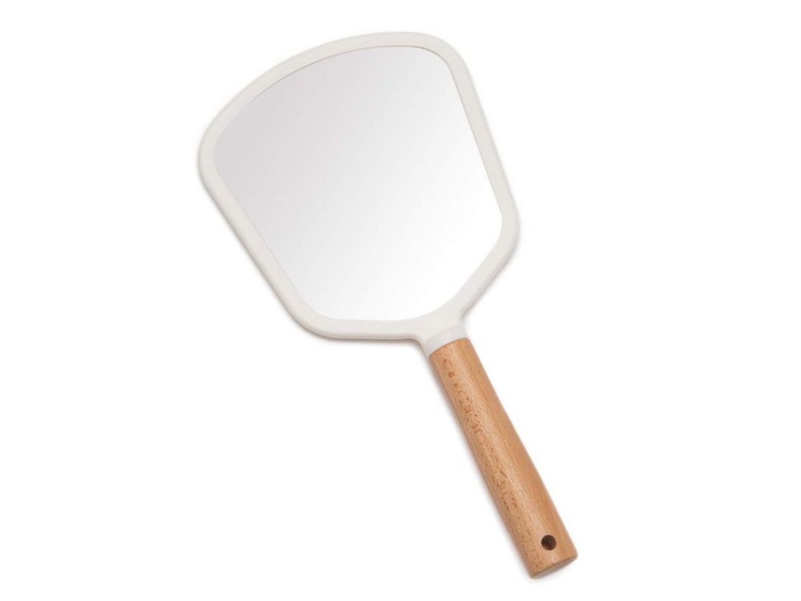 Espejo De Mano Con Mango De Madera, Sencillo, Portátil, Ideal Para Viajes Y Maquillaje. Fansha Pnb