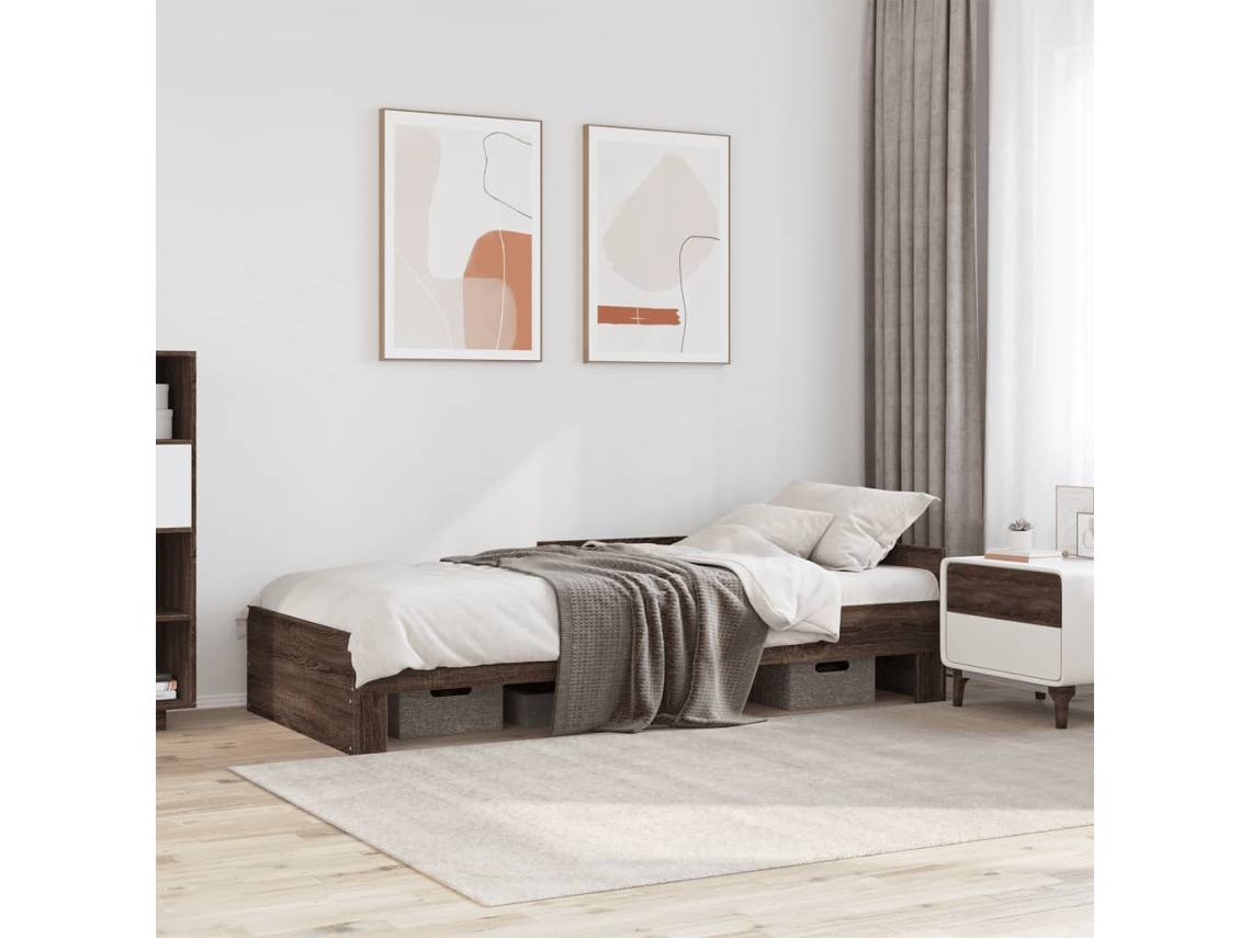 Estructura De Cama Sin Colchón Madera Marrón Roble 90x190 Cm