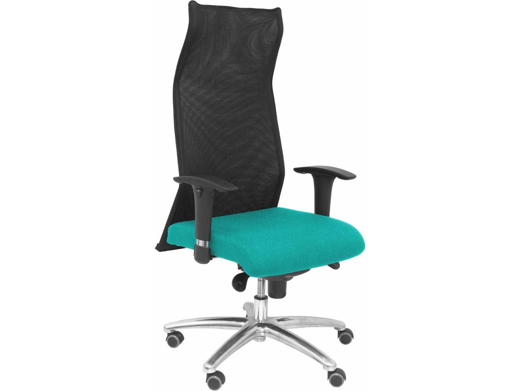 Silla de Escritorio Ejecutiva PIQUERAS Y CRESPO Sahúco XL Verde y Negro con ruedas de parqué (Malla y Tejido)