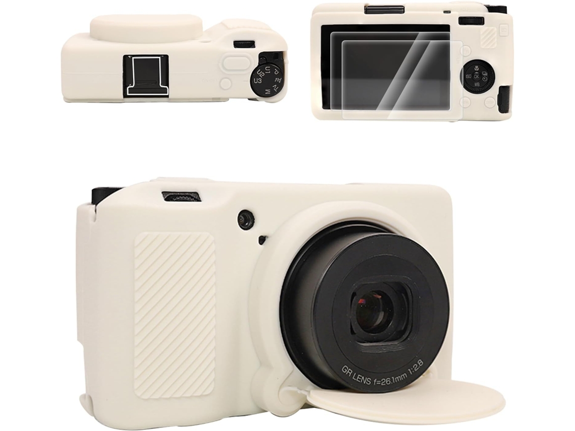 Funda Chrui Para Ricoh Griii/griiix, Con Protector De Pantalla Y Tapa De Lente Desmontable (compatible, Blanca)