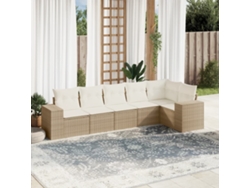 Conjunto de sofá de jardín de 6 piezas con cojines, mimbre sintético beige, Dkd Home Decor