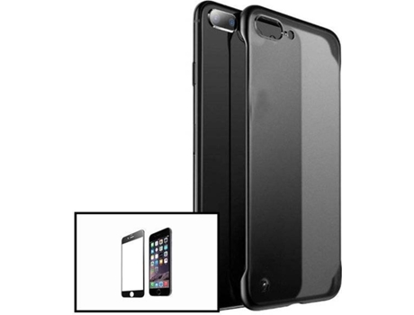 Kit Carcasa Bumper + Protector de Pantalla iPhone SE 2022 PHONECARE Transparente y Negro