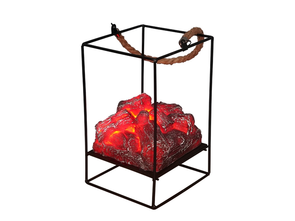 Lámpara Led Sin Llama Con Forma De Hoguera, Iluminación Decorativa De Hierro, Segura Para Uso Doméstico, 20x13x13cm