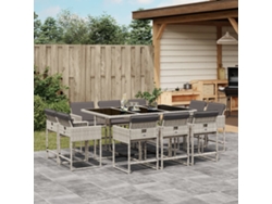 Juego de comedor de jardín de 11 piezas con cojines de mimbre gris de DKD Home Decor