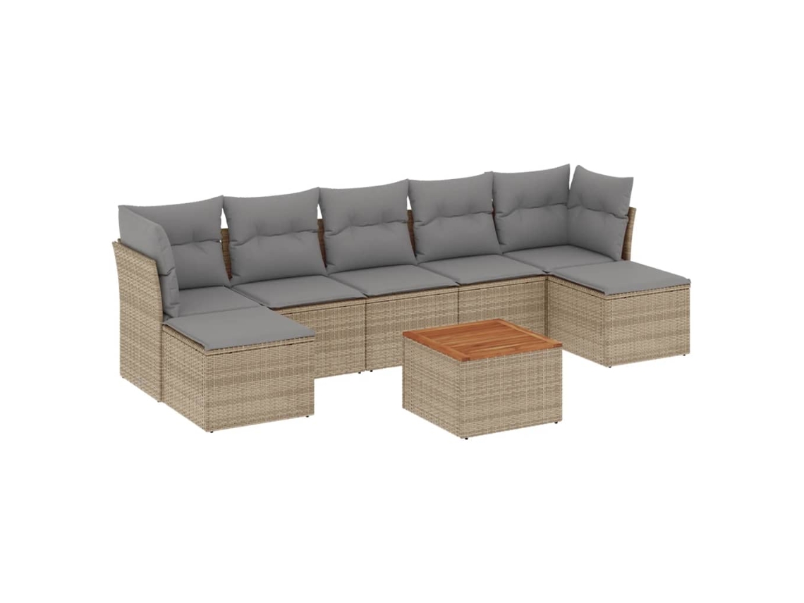 Maison Exclusive - Juego De Sofás Jardín Con Cojines Beige Mezcla 8 Pzas Ratán Pe