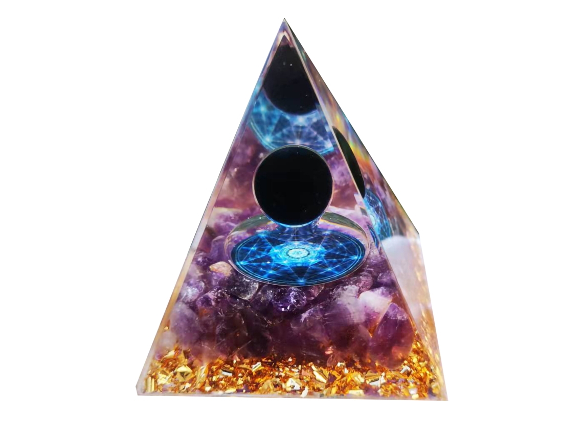 Exquisita Pirámide De Orgonita De Resina Epoxi De Cristal De 5 Cm, Decorativa Para El Hogar Y La Oficina, Qk12, Hexagrama Pequeño.