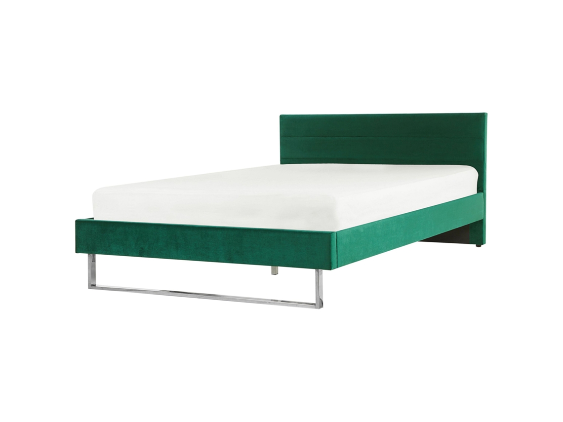 Cama con somier BELIANI Bellou de Terciopelo Verde 185x214x105