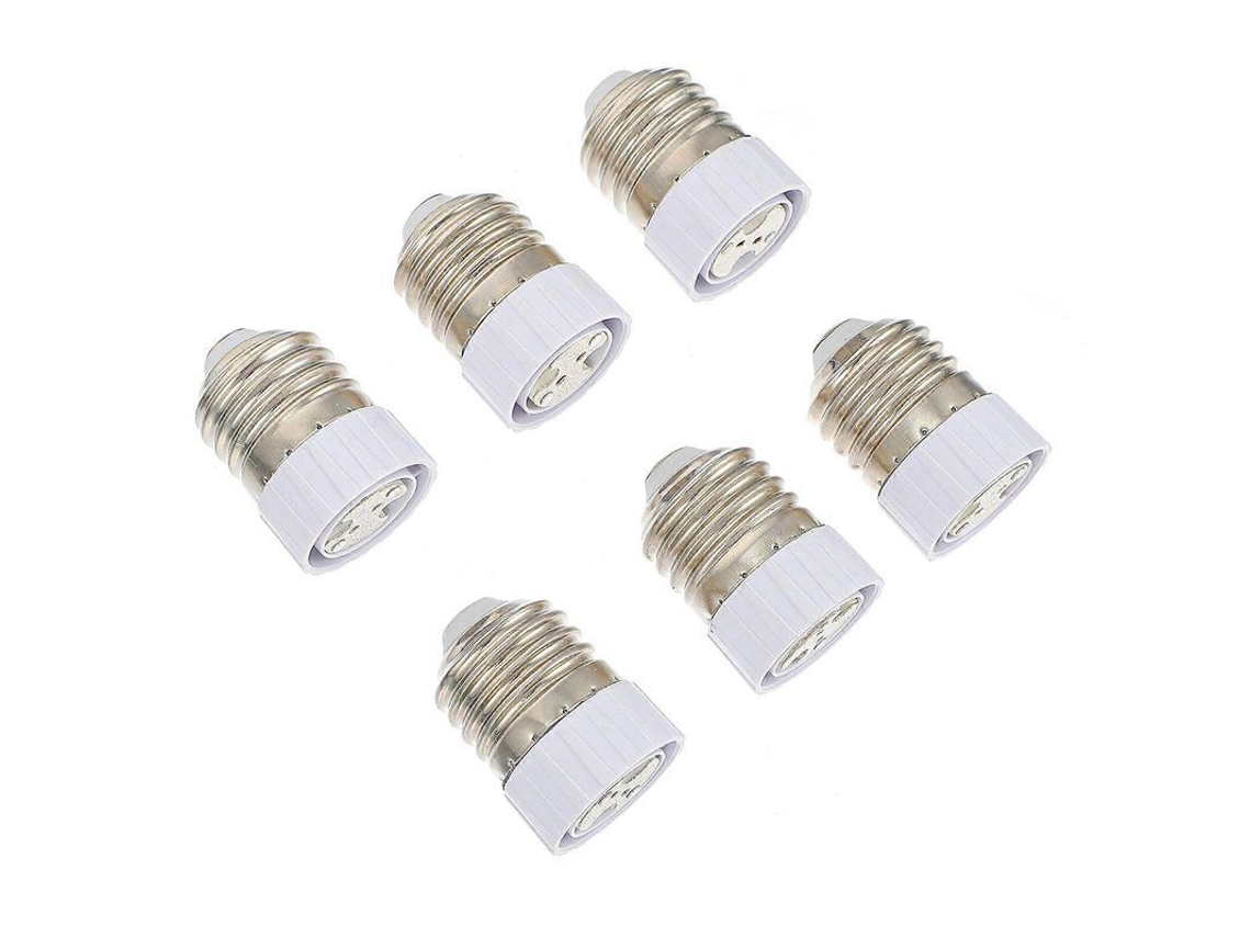 Adaptador De Base De Lámpara E27 A Mr16, Soporte Convertidor, 6 Piezas, Material Plástico, Resistente A Altas Temperaturas Plata 4,00x2,80x2,80cm