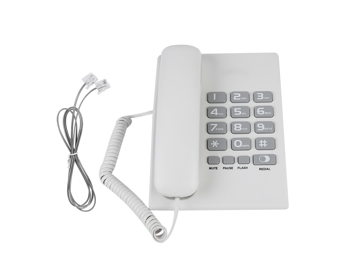 Telefone Fixo Com Fio Para Hotel E Casa Parede Mesa Office Telefone Sem Display Branco