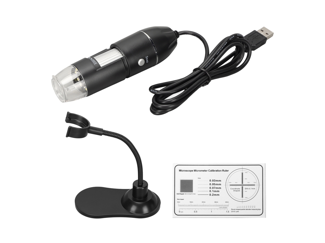 Microscopio Digital Usb Portátil Mini De 50x A 1000x Con Cámara De 8 Led Hd Para Pc Con Windows - Negro