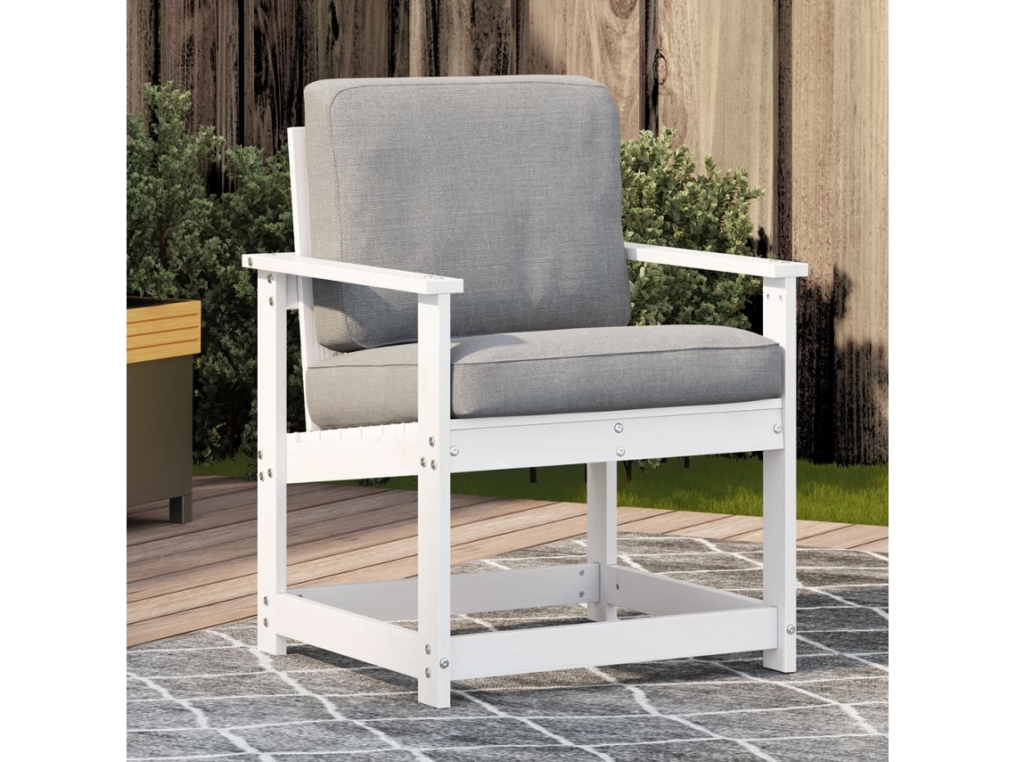 Silla De Jardín | Silla De Exterior | Sillon Jardín Madera Maciza De Pino Blanco 62x56x77 Cm Wsd16344
