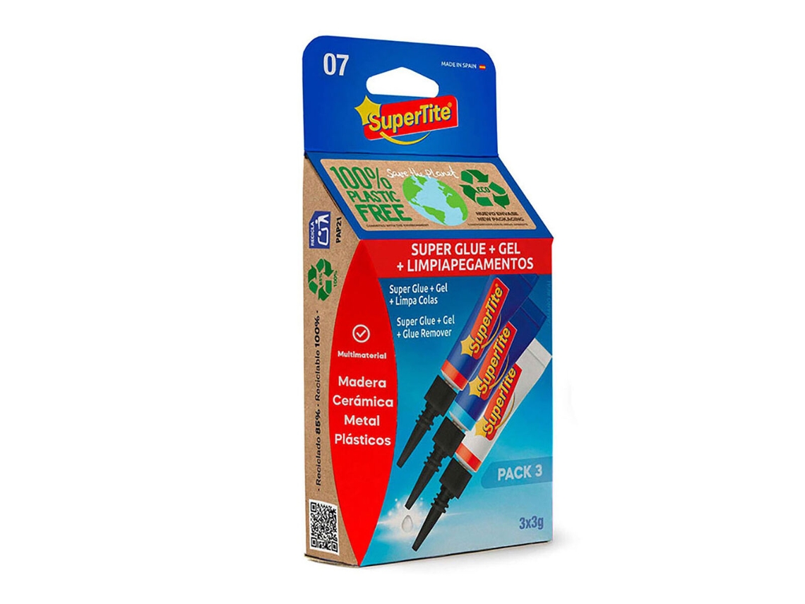 Adhesivo Instantáneo Supertite 2507 Gel Limpiador 3 Piezas (3 g)