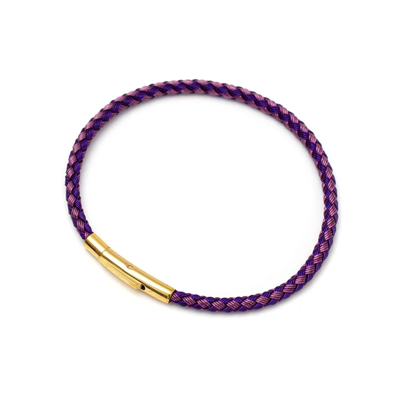 Pulsera De Lujo Multicolor (morada, 20 Cm) Con Alambre De Acero Inoxidable Y Cuerda Impermeable.