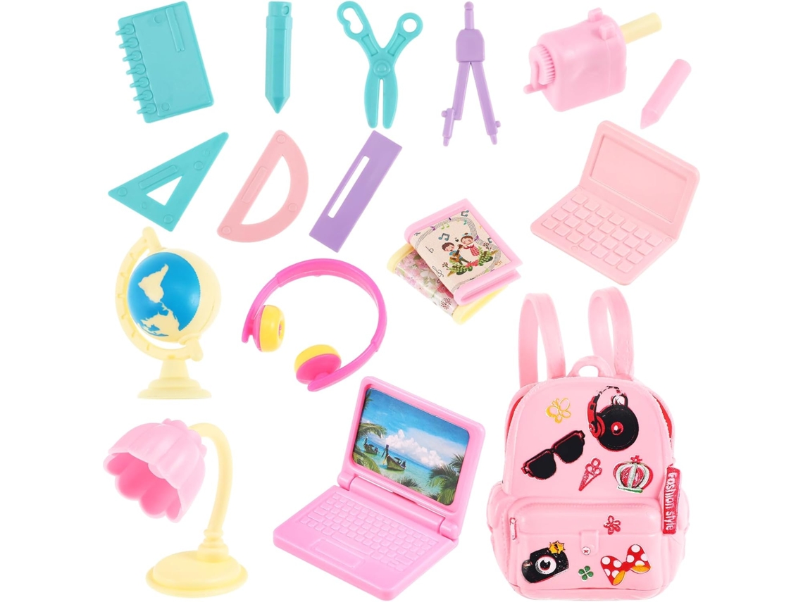 Conjunto De Útiles Escolares En Miniatura, Mochila, Muñeca, Diseño Ligero De Pvc.