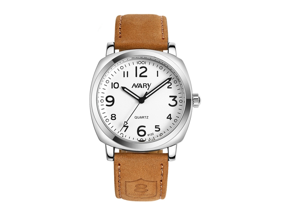 Reloj De Muñeca Luminoso Impermeable De Cuarzo Con Correa De Cuero Pu Para Hombre (blanco)