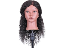 Cabeza de maniquí con cabello natural, cabeza de entrenamiento de peluquería con trípode, muñeca SFUSHOS