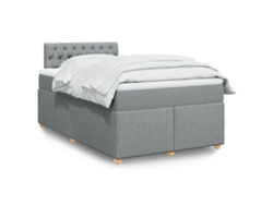 Cama Box Spring Con Colchón Tela Gris Claro 120x200 Cm