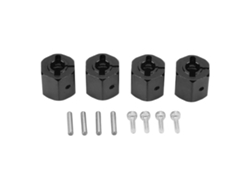 4 Adaptadores Hexagonales De Aleación De Aluminio De 12 Mm Para Coches Rc 1/10 Axial Scx10 90046 D90 Negro