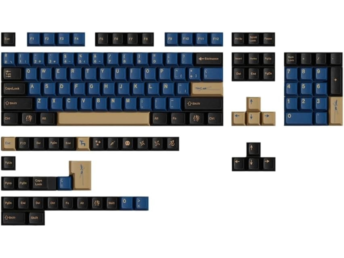 Teclas Pbt Cherry Profile Blue Samurai Juego Grande Teclas Español Francés Alemán Inglés