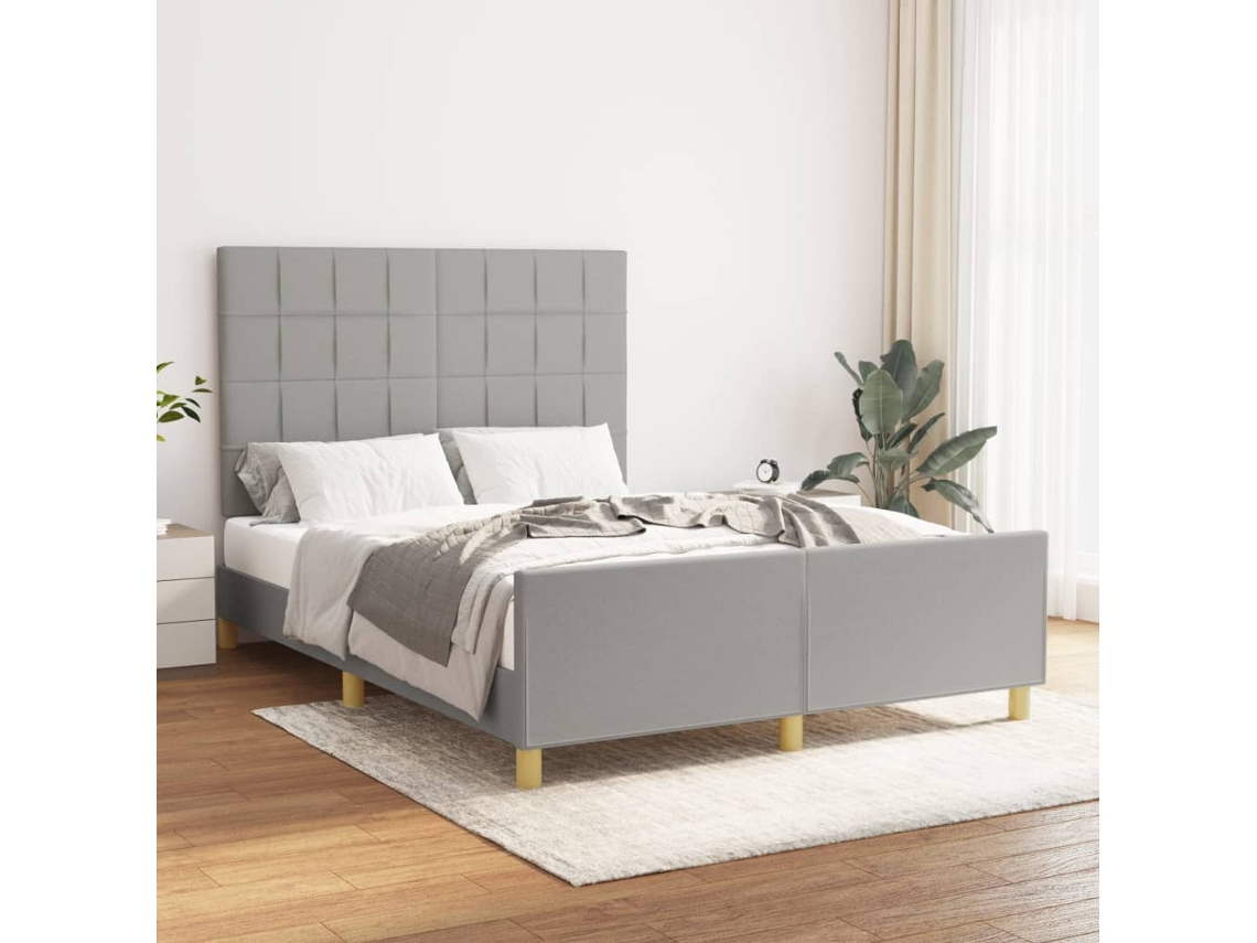 Cama Sin Colchón Tela Gris Claro 140x200 Cm