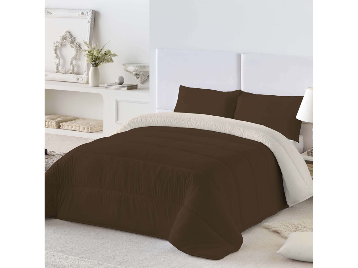 Edredon Nordico Reversible Bicolor Marron 18/vainilla Cama 90/105