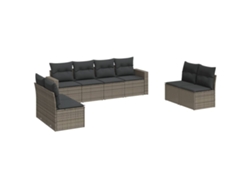 Maison Exclusive - Conjunto de sofás de jardín de 8 piezas con cojines de mimbre y patas grises