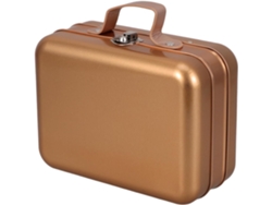 Caja De Almacenamiento De Metal Dorado De 18,5 X 13,5 X 8,5 Cm Con Asa Y Tapa Para Galletas Vacías.