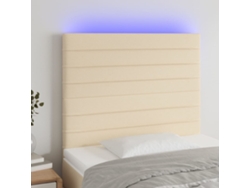 Cabecero Con Luces Led Tela Crema 100x5x118/128 Cm