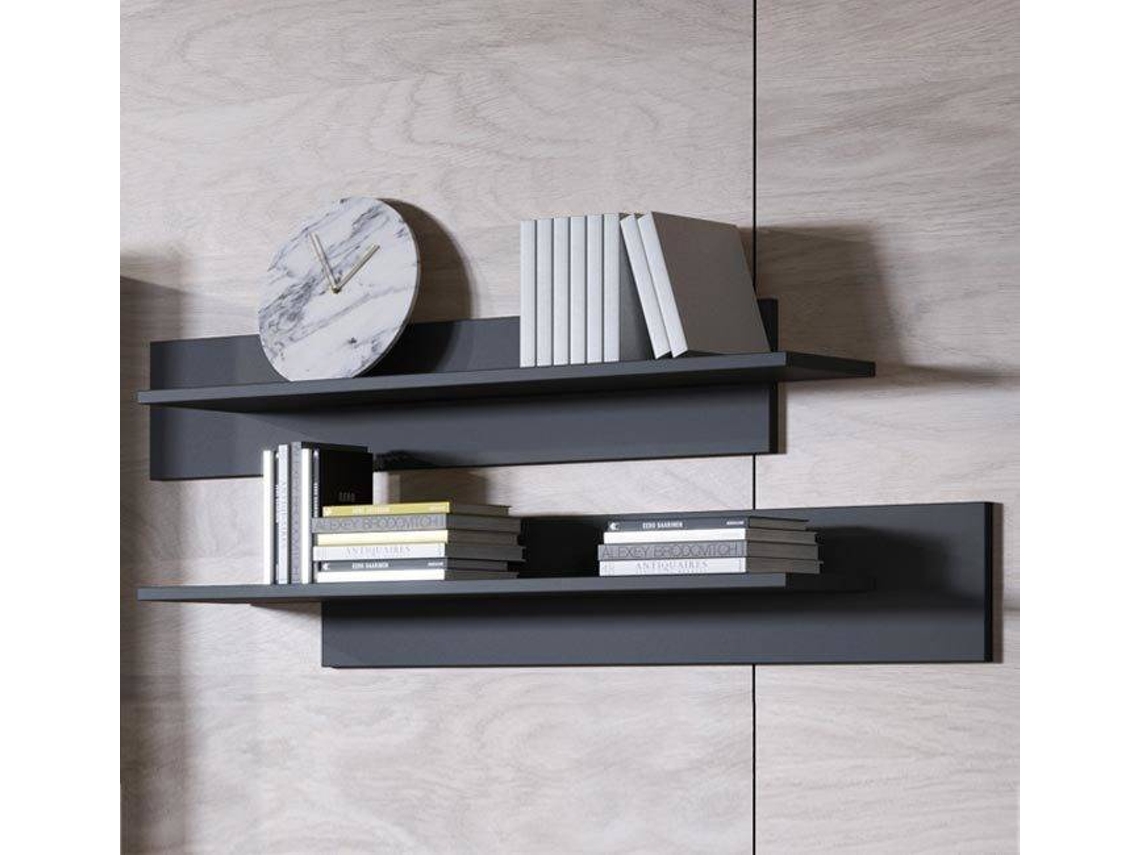 Conjunto 2 Estanterías de Pared MÓVEIS BONITOS Luke (Negro - 100x20x20 cm)