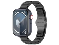 Pulsera de aleación de titanio con cierre de mariposa de tres cuentas para Apple Watch de 42/41/40/38 mm FWINL
