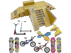 Kit De Rampas Para Monopatín De Dedos Stashables De 16 Piezas Con Monopatines, Bicicletas, Patinetes Y Rodamientos.