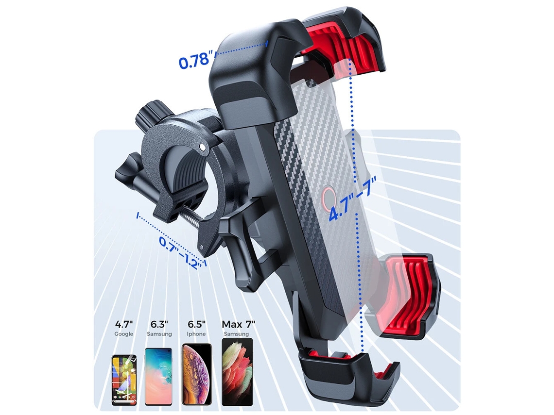 Joyroom Suporte Celular Bicicleta Um Toque Universal 360° Antivibração 4.7-7''
