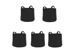 5 Bolsas De Cultivo De 5 Galones, Macetas De Tela Transpirable Con Asas, Color Negro.