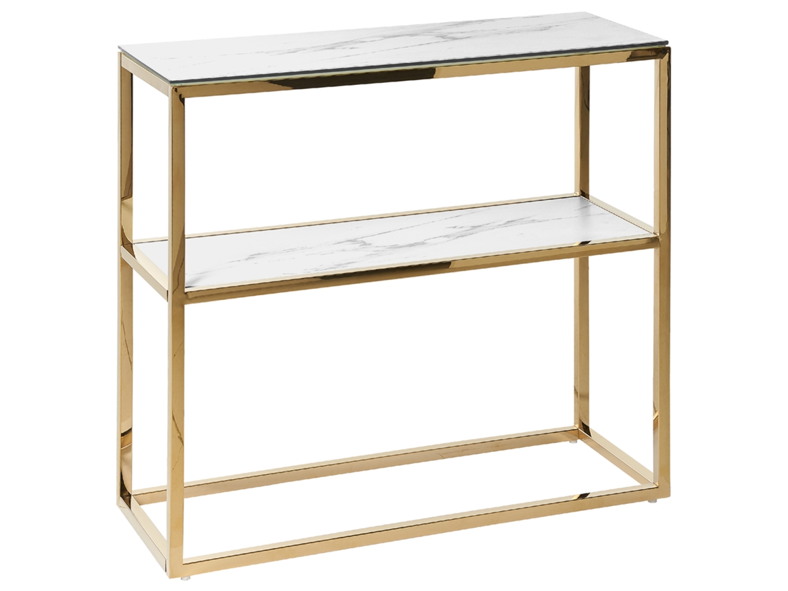 Consola de estilo glamuroso BELIANI Azusa de Vidrio templado Blanco 80x30x78