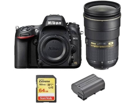 Kit Cámara Réflex NIKON D610 + AF-S 24-70MM F2.8G ED + Tarjeta SD de 64GB + Bateria EN-EL15B