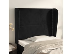 Cabecero Con Orejas De Terciopelo Negro 103x23x118/128 Cm