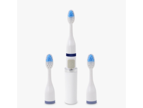 Cepillo de dientes eléctrico ZMDECQNA alimentado por batería cuidado bucal portátil diseño liviano cerdas suaves de nailon DuPont (blanco)