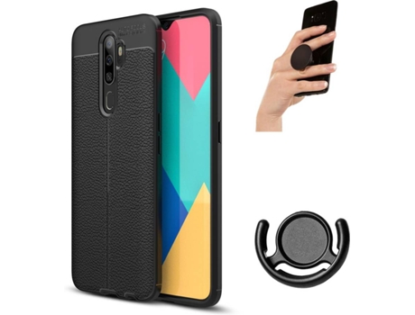 Carcasa, Soporte y Popsocket Oppo A9 2020 Rugged Leather Negro