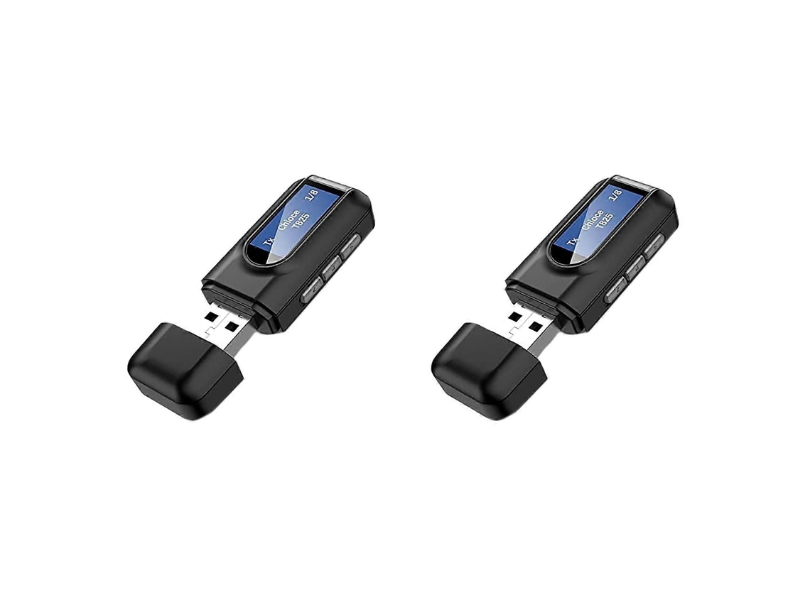 Transmissor E Receptor Bluetooth 5.0 Duplo Para Tv, Adaptador De Áudio Sem Fio Usb 2 Em 1 Com Tela Lcd Para Áudio Automotivo, Tv E Pc.