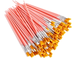 Juego de 50 pinceles planos de nailon, pinceles pequeños para óleo y acuarela Digitallab (rosa)
