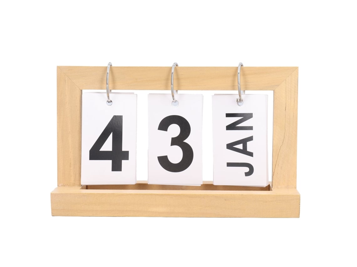 Calendário De Mesa De Madeira Com Flip Retro Nórdico Grande Para Escritório E Lar