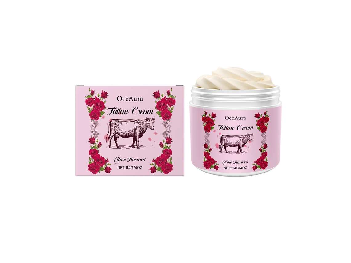 La crema corporal Oceanaura Rose Tallow hidrata la piel seca.