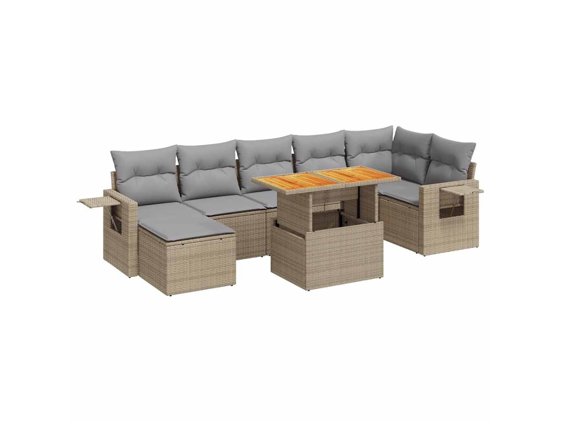 Conjunto de 8 sofás de jardín con cojines de mimbre beige MAISON EXCLUSIVE (8 piezas)