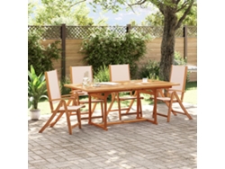 Conjunto de comedor de jardín de 5 piezas de acacia maciza y textilene de DKD Home Decor