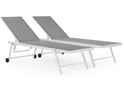 Conjunto de 2 Sillones de Aluminio Textil Jolia Gris / Blanco Habitat Et Jardin