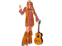 Disfraz de Hippie con cubrebotas y flecos para mujer