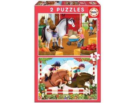 Puzzle EDUCA Junior 2X48 Guardián de Caballos (Edad Mínima: 3 Años - 96 Piezas)