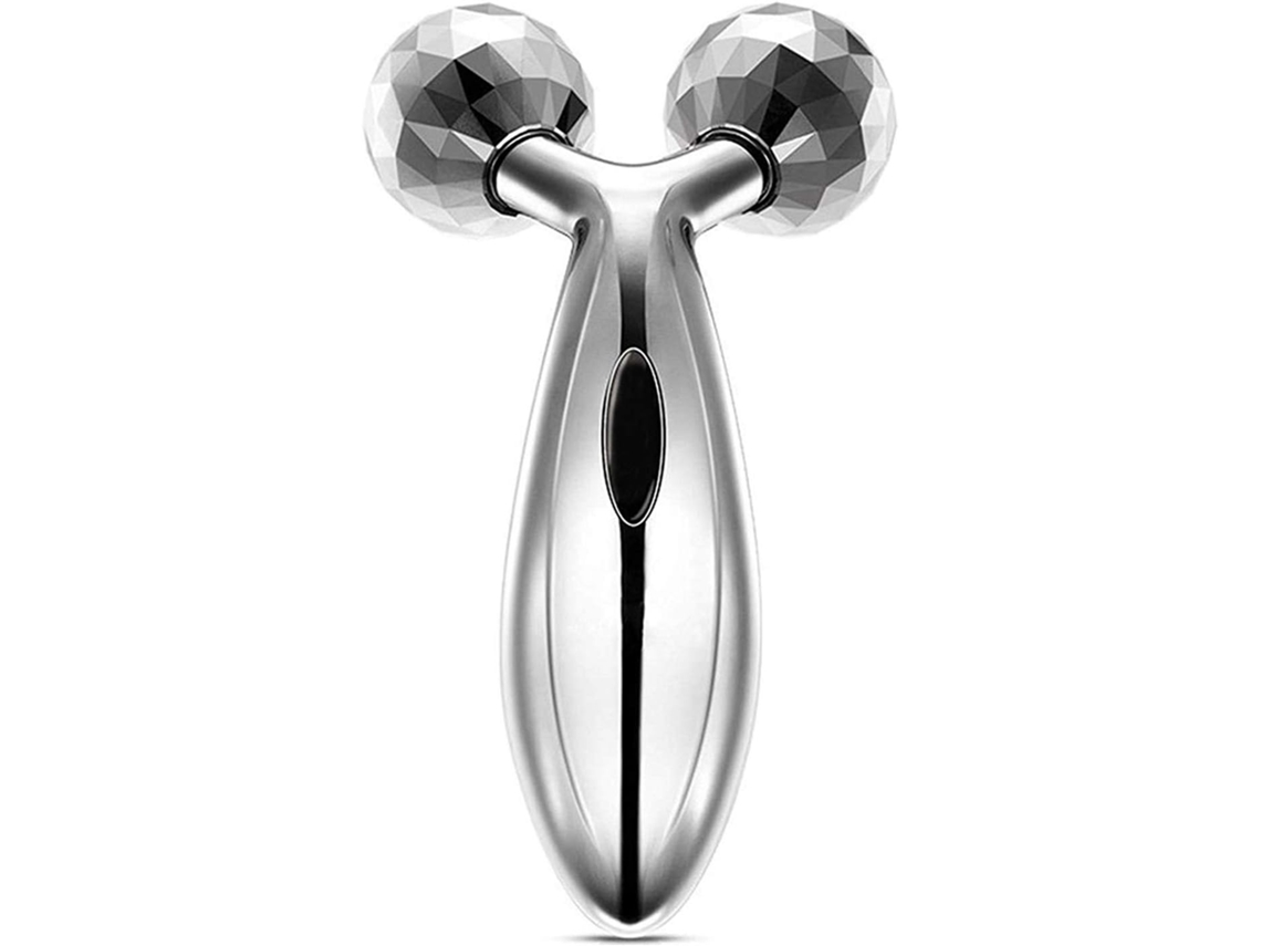 Masajeador facial y corporal con rodillo 3D, herramienta de lifting facial en forma de Y, masajeador reafirmante de belleza para rostro y cuerpo (plateado)