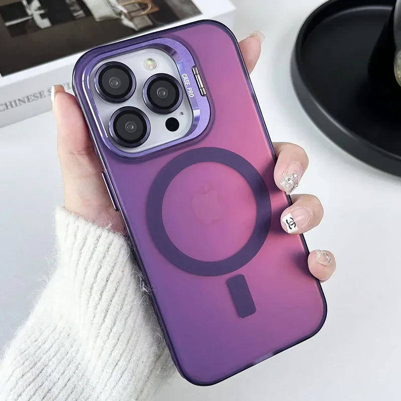 (iphone 14 Plus, Morado) Funda Magnética Para Teléfono Con Acabado Mate Y Que Cambia De Color, Compatible Con Magsafe.