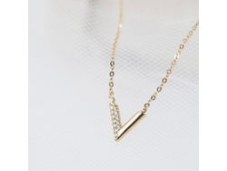 Collar Con La Letra V (dorado), Plata De Ley 925, Collar Sencillo Y Bonito Con Exquisitos Adornos De Diamantes.